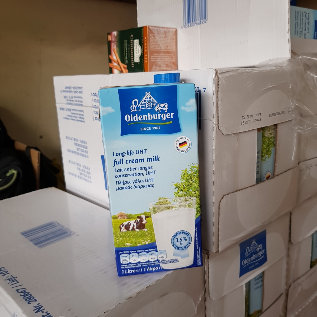 Sữa tươi Full cream Oldenbergur hộp 1L/ Sữa tươi không đường độ béo cao thơm ngon