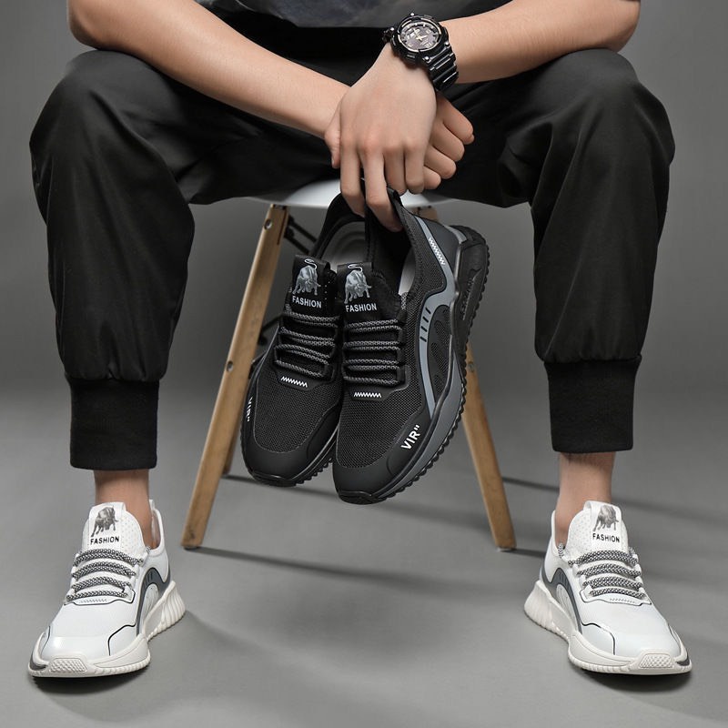 Giày thể thao nam B05 2 màu đen trắng chất liệu vải mềm đế cao su sử dụng đi học đi làm thể dục chạy bộ tập gym giá rẻ