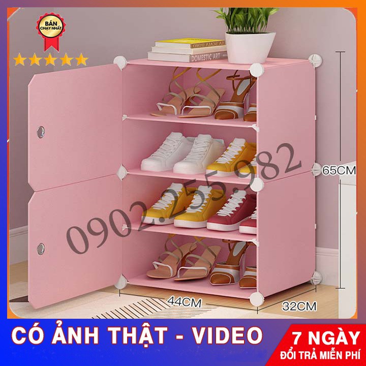 [RẺ NHẤT SHOPEE] TỦ  NHỰA  GIẦY LẮP GHÉP THÔNG MINH 4 Ô ĐA NĂNG NHIỀU MÀU LỰA CHỌN