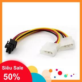 Dây chuyển nguồn Phụ cho Card VGA ATA 4 pin x2 thành PCI-E 6 pin