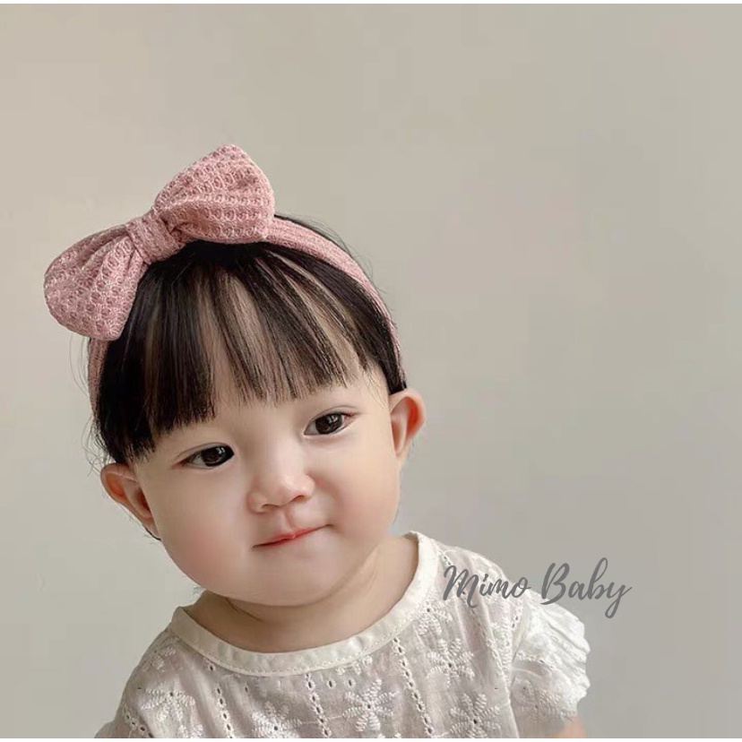 Băng đô bản to chất cotton len, turban đính nơ xinh xắn cho bé gái BD71 Mimo Baby