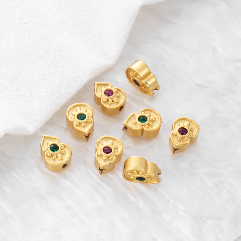 Hạt Đá Zircon Màu Vàng Đồng 18k Đục Lỗ Kích Thước 7 * 10mm Làm Vòng Tay Dây Chuyền Trang Sức