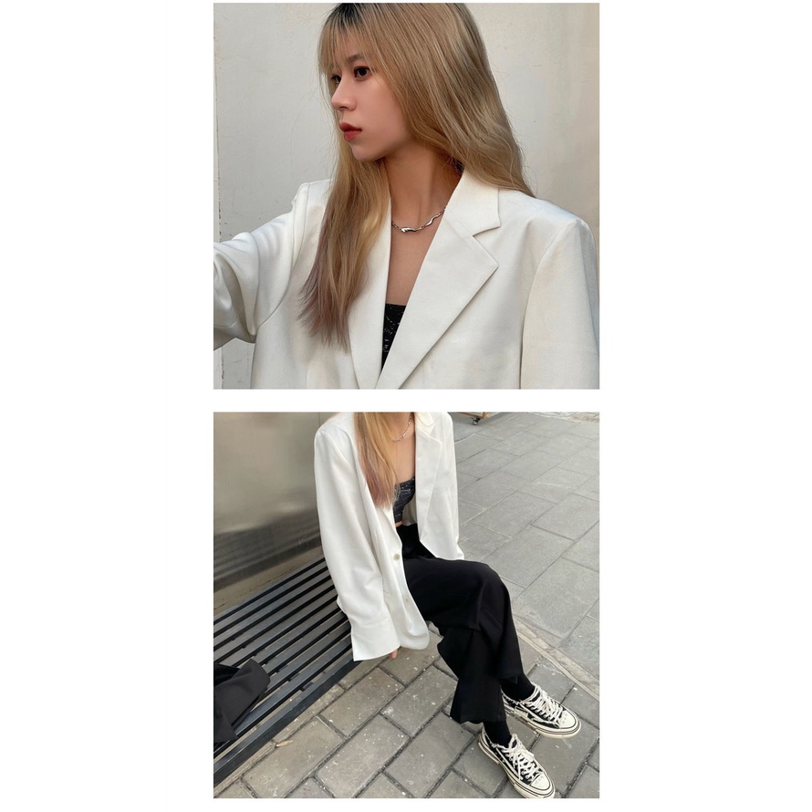 Áo Khoác Vest Dáng Rộng Màu Trắng Phong Cách Hàn Quốc Thanh Lịch Dành Cho Nữ | BigBuy360 - bigbuy360.vn