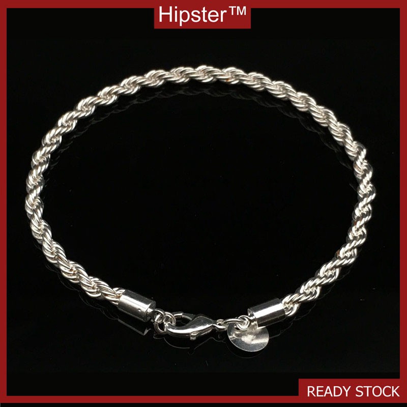 Bạc Trang Sức Thời Trang 4Mm Vòng Tay Đơn Giản