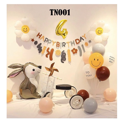 Bóng trang trí sinh nhật, Set Thỏ Ngọc Style Hàn Quốc xinh lung linh cho bé yêu