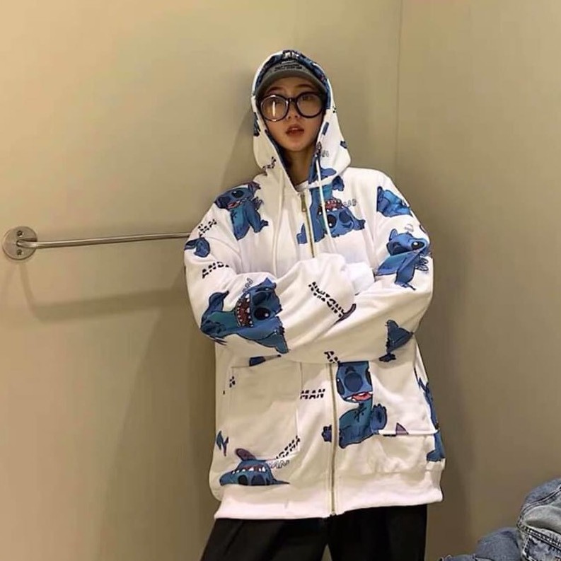 Áo khoác nỉ dáng rộng / Áo khoác oversize Stitch 3D xanh AK03 | BigBuy360 - bigbuy360.vn