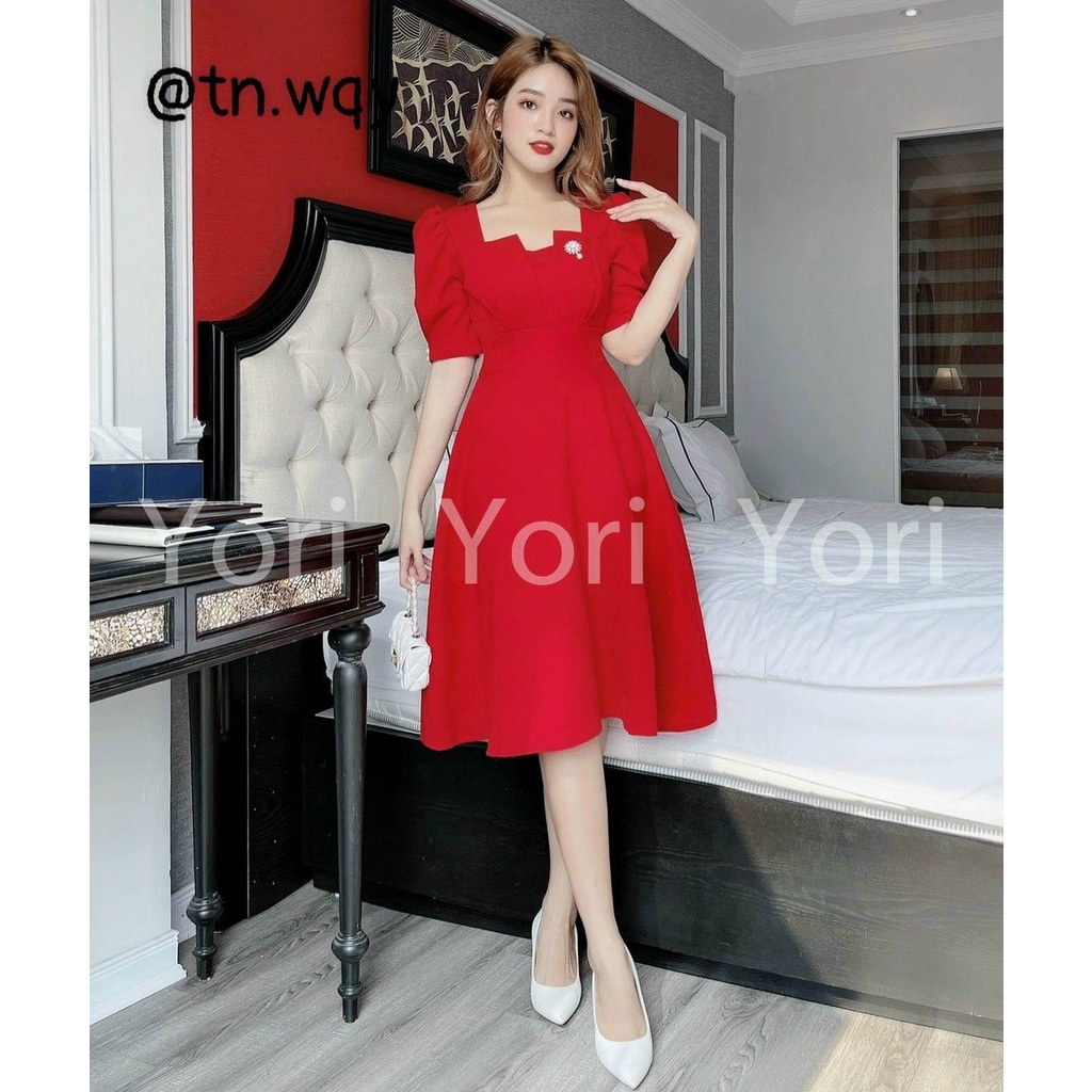 Đầm Xòe đỏ đi chơi đi tiệc xinh xắn, nhiêu mẫu mã mới đẹp