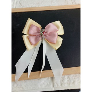 Kẹp tóc nơ lụa satin bản to phong cách tiểu thư