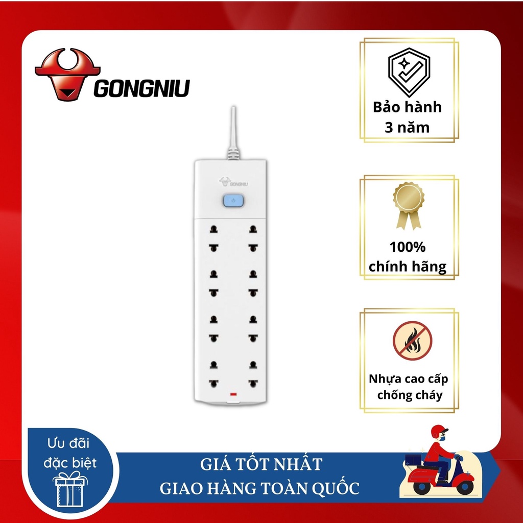 Ổ Cắm Điện siêu bền chống cháy chịu tải cao chân cắm chuẩn Thị Trường Việt Nam nhiều ổ Gongniu