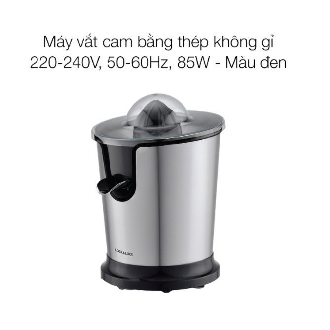 Máy vắt cam bằng thép không gỉ Lock&amp;Lock EJJ226BLK công suất lớn lên tới 85W, hàng chính hãng bảo hành 12 tháng