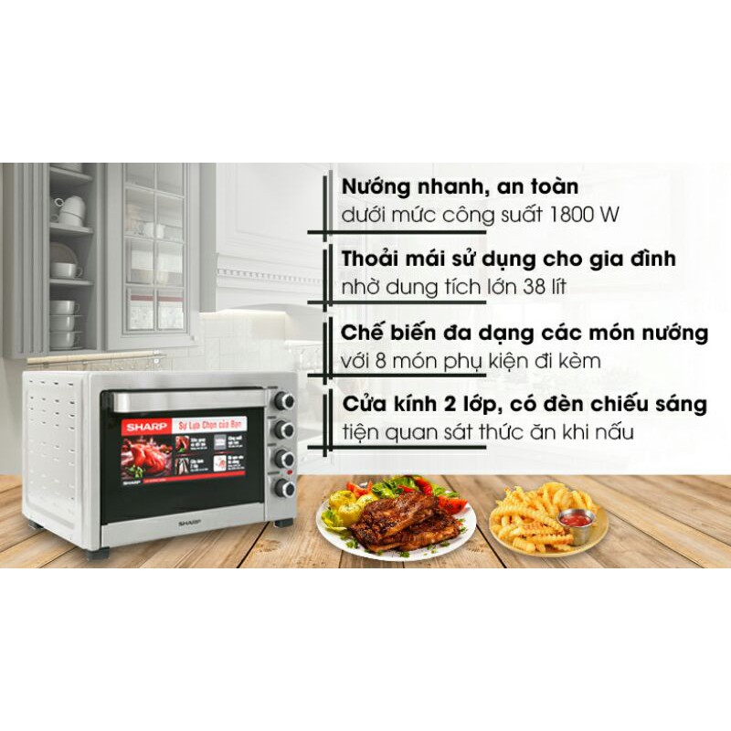 Lò nướng thùng Sharp 38 lít E0-A384RCSV-ST