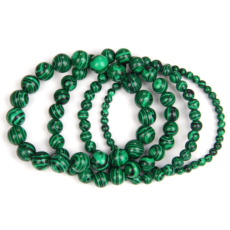 Vòng Tay Chuỗi Hạt Đá Malachite Tự Nhiên 6 / 810 mm Giảm Căng Thẳng Tự Phục Hồi Làm Quà Tặng Cho Bạn Bè