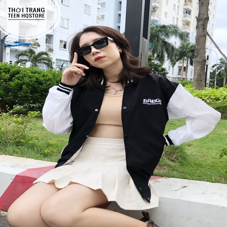 [Siêu Sale] Áo khoác bomber jacket BADGE unisex HOMIES nút gài nam nữ couple