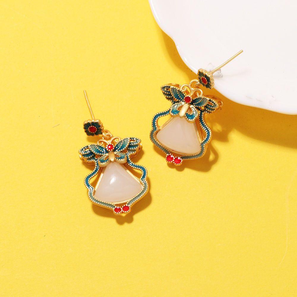 Khuyên Tai Hình Bướm Tráng Men Cá Tính Phong Cách Trung Hoa