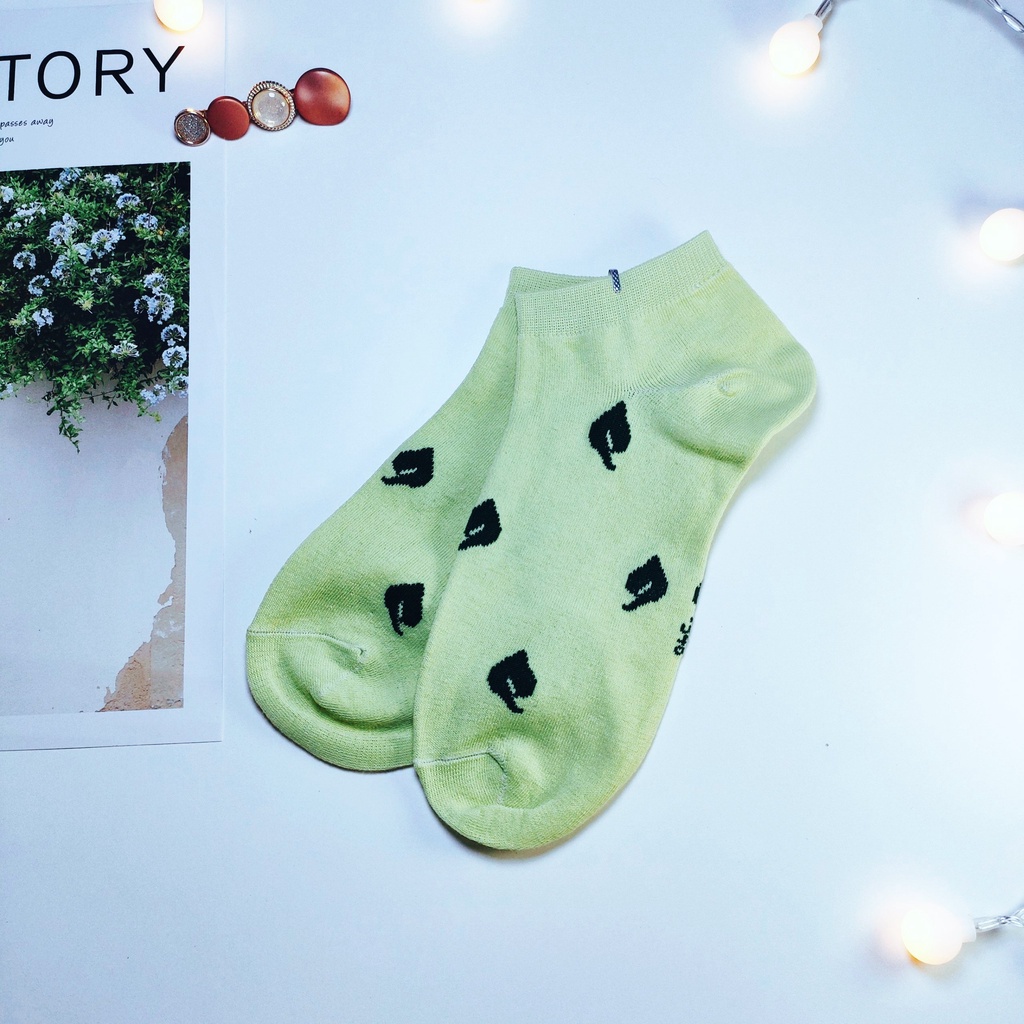 [ Hình Thật ] Tất Vớ Nữ Cotton Màu Xanh Min Xanh Bơ Phong Cách Hàn Quốc