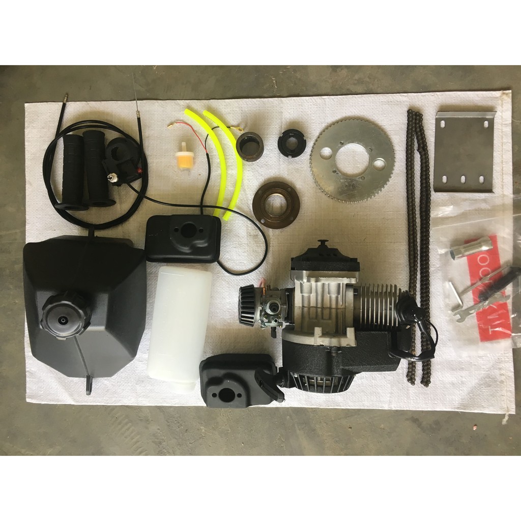 BỘ CHẾ XE ĐỘNG CƠ XĂNG 50CC CHẾ KHUNG SƯỜN XE ĐẠP