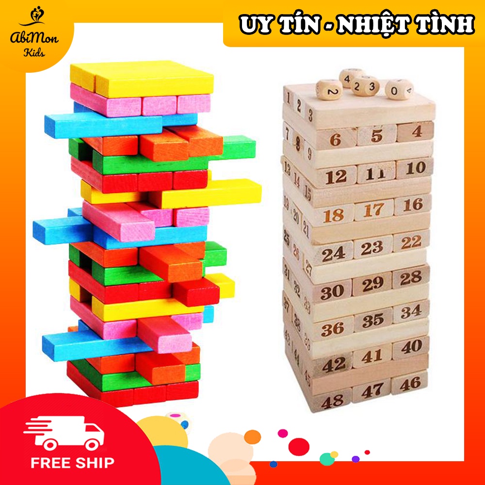 Bộ Đồ Chơi Rút Gỗ (48 thanh - size to) ☘️ Montessori cao cấp ✨ (Đồ chơi Gỗ - Đồ chơi Giáo Dục - An toàn - Thông minh)