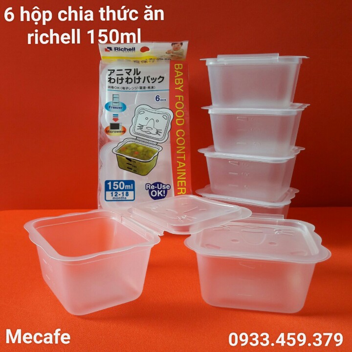 Bộ chia thức ăn dặm cho bé hình thú Richell (150ml)