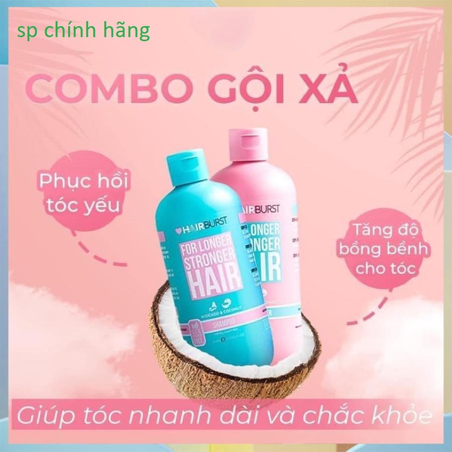Set Hairburst Gội Xả For Longer Stronger Hair Kích Thích Mọc Tóc (Dầu Gội 350ml + Dầu Xả 350ml)