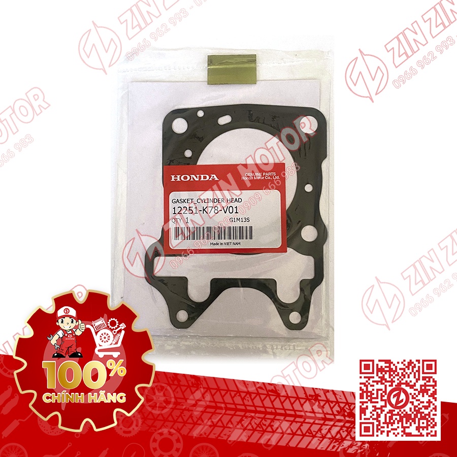 Gioăng Đầu Lòng , Ron Quy Lát Vario 150 K59J, Click 150i 2018, PCX 150, ADV 150 , SH150, AB 150 12251K78V01 Chính Hãng