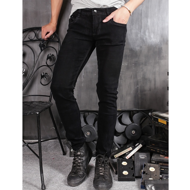 Quần Bò Nam Đen Trơn Chất Jean Cotton Co Giãn Nhẹ Mềm Mịn Đẹp Phong Cách Năng Động