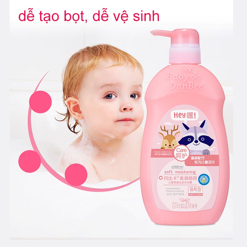 Sữa Tắm Gội Danbee 2in1 Cho Bé 800ml Sữa Tắm Gội Thanh Mát Lưu Hương, Dùng Cho Cả Gia Đình, Dịu Nhẹ Không Kích Ứng