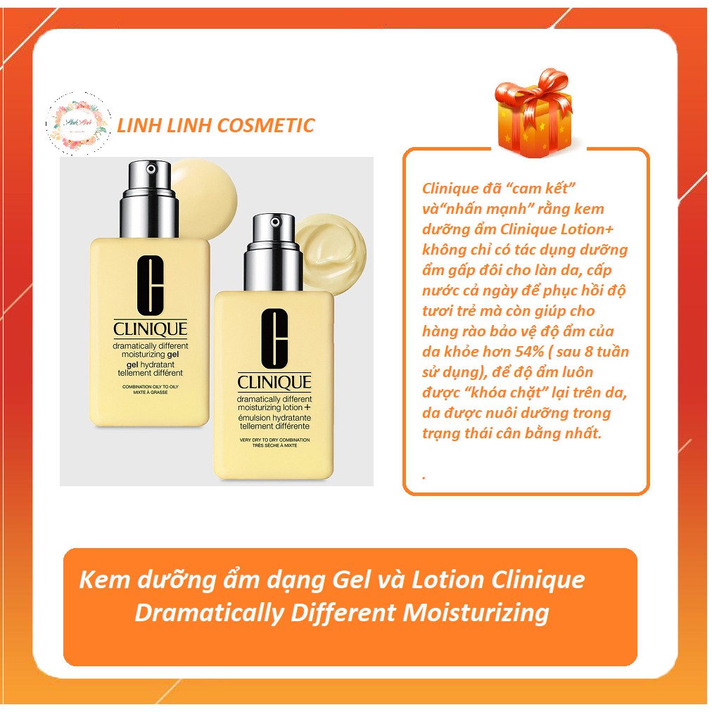 [Tặng băng đô rửa mặt] Gel dưỡng ẩm CLINIQUE Dramatically Different moisturizing gel / lotion ( da dầu / da khô )