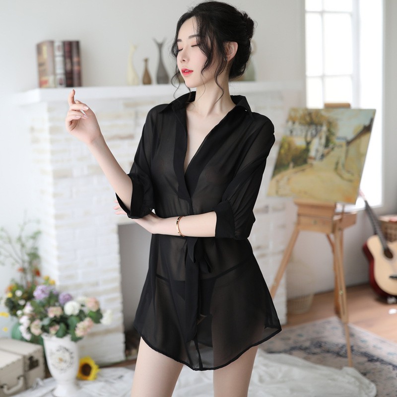 Áo Sơ Mi Mỏng Manh Xuyên Thấu Gợi Cảm Chất Liệu Voan Mịn