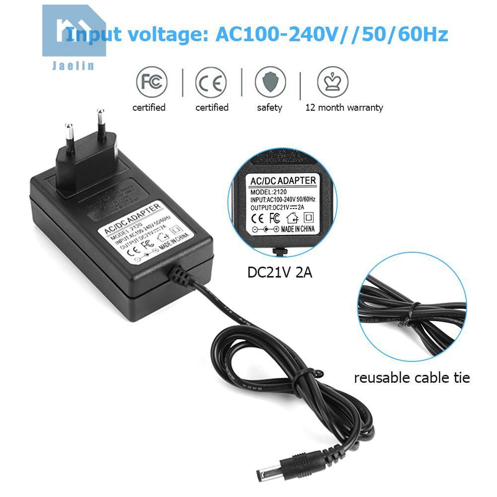 Jae✇21V 2A 18650 Lithium Battery Charger DC5.5mm Plug Power Adapter Charger