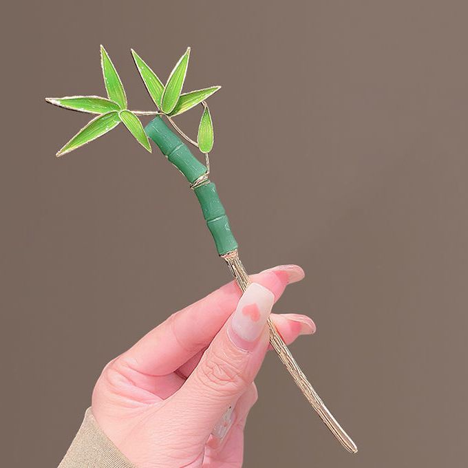 Kẹp Tóc Bằng Hợp Kim Màu Sắc Lá Tre Phong Cách Trung Hoa