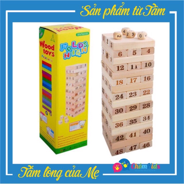 Trò Chơi Rút Gỗ Loại 48 Thanh Từ Gỗ Cao Cấp - Size Lớn