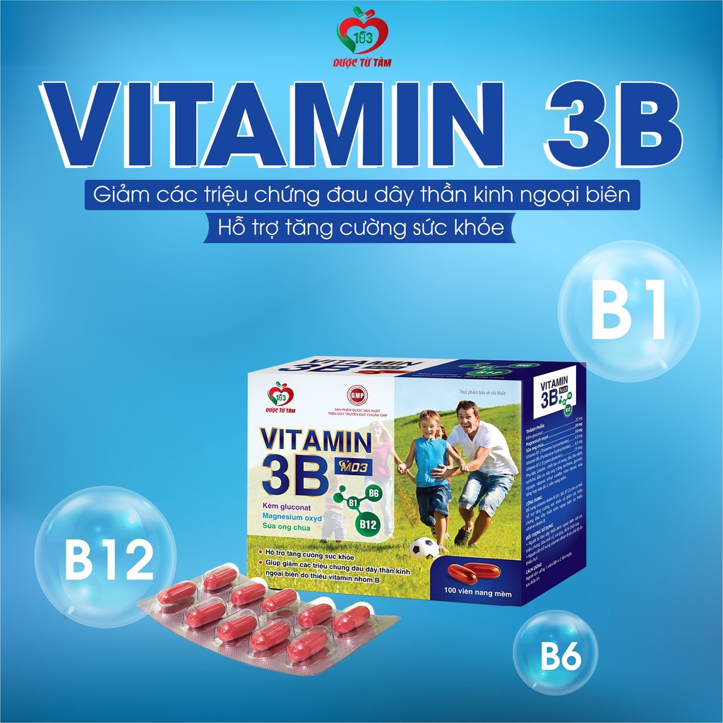 Vitamin 3B M03 Bổ sung Sữa ong chúa Kẽm Magnesium Vitamin B1 B6 B12 Tăng cường sức khỏe nâng cao sức đề kháng Hộp 100v