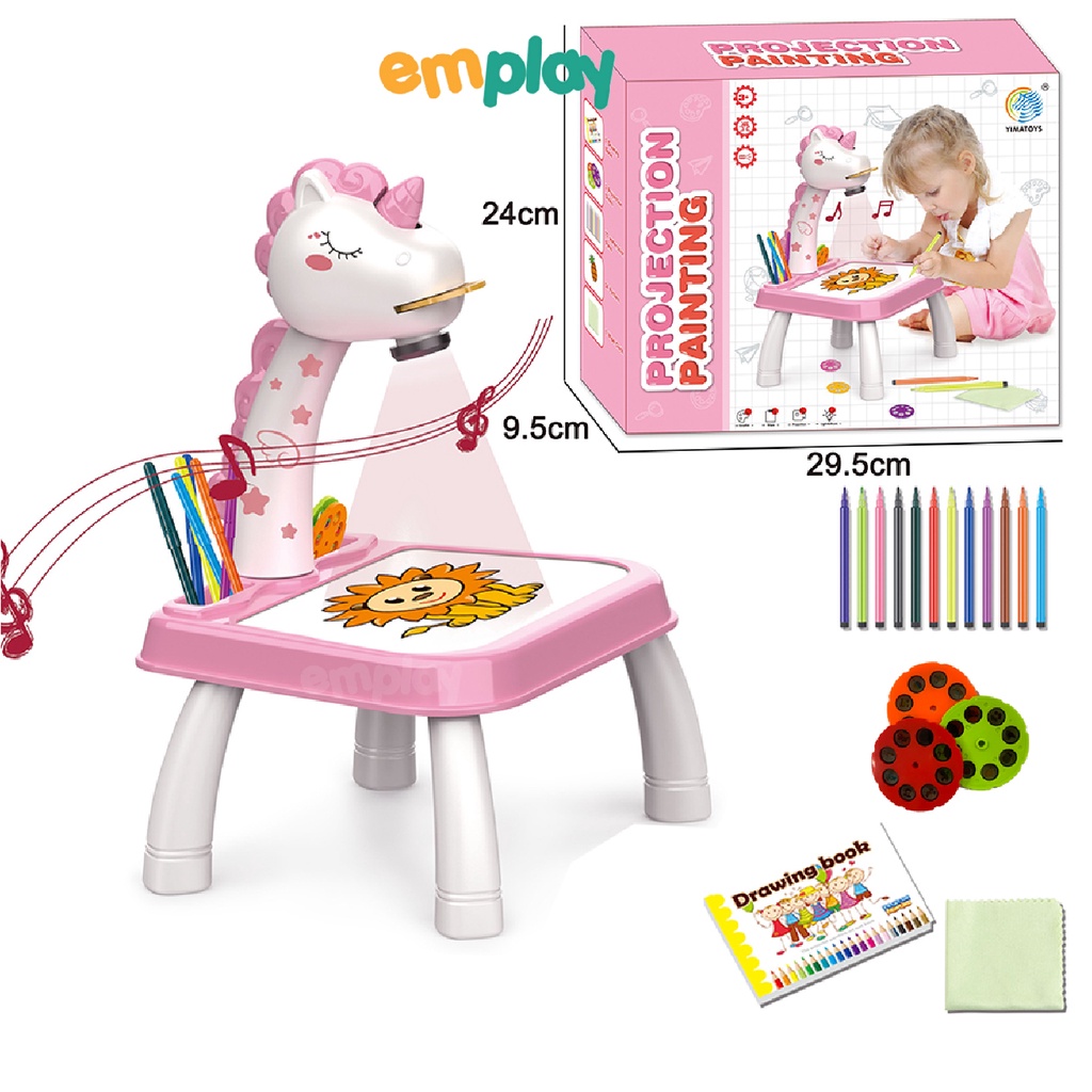 Bàn tập vẽ thông minh Emplay có máy chiếu hình ảnh cho bé tập tô vẽ sáng tạo làm từ chất liệu nhựa ABS an toàn cho trẻ