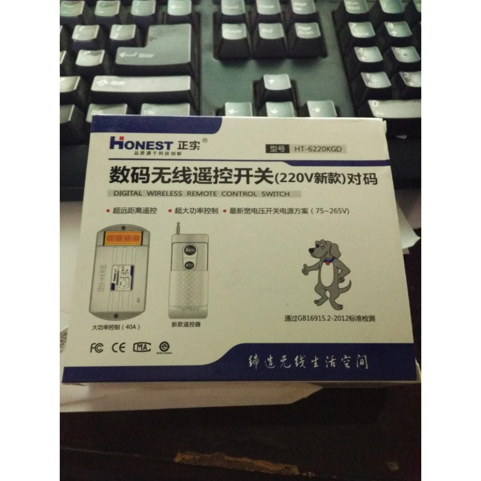 [Có HỌC LỆNH]Công tắc điều khiển từ xa bật tắt máy bơm nước 40A/220V khoảng cách 1Km Honest 6220KD, công tắc wifi