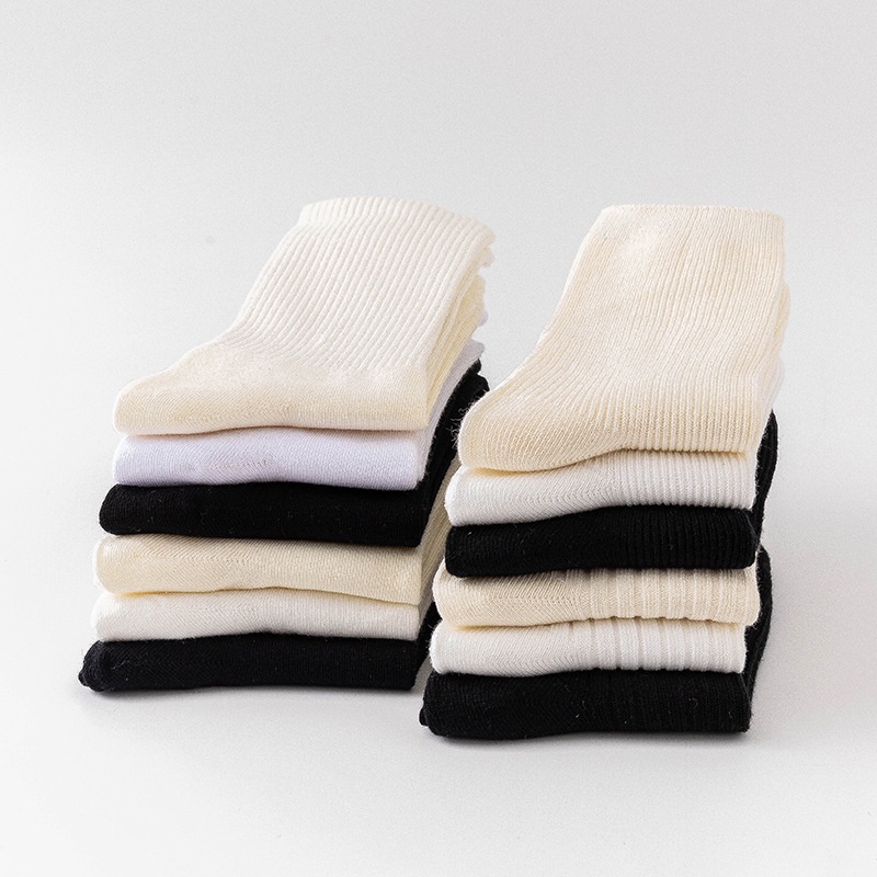 Đôi vớ FHYL cổ cao màu đen/ trắng/ kem thời trang mùa hè đơn giản dành cho nữ