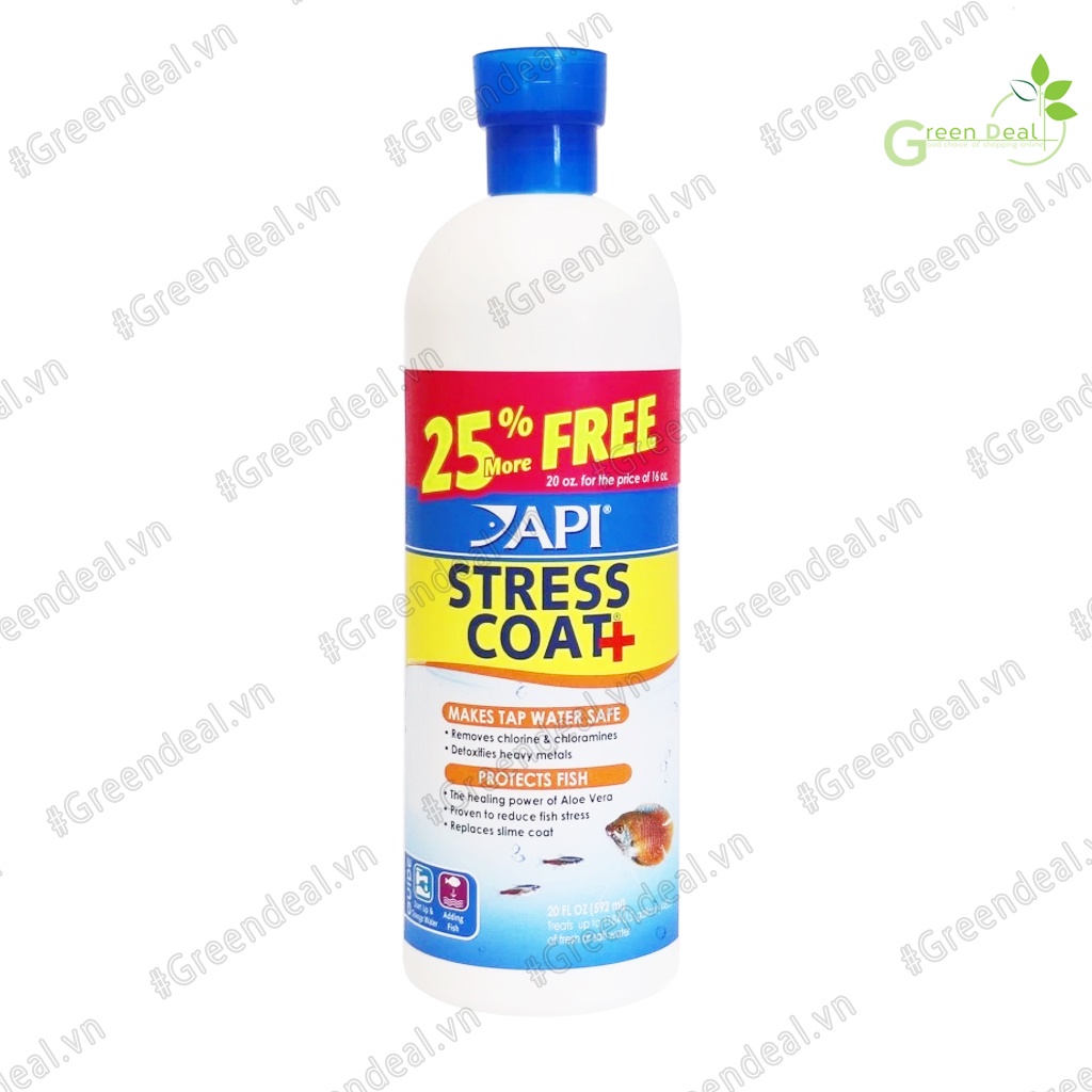 API - Stress Coat+ More Free 25% (Chai 592 ml) | Giảm Stress, khử Clo cho hồ cá cảnh thủy sinh