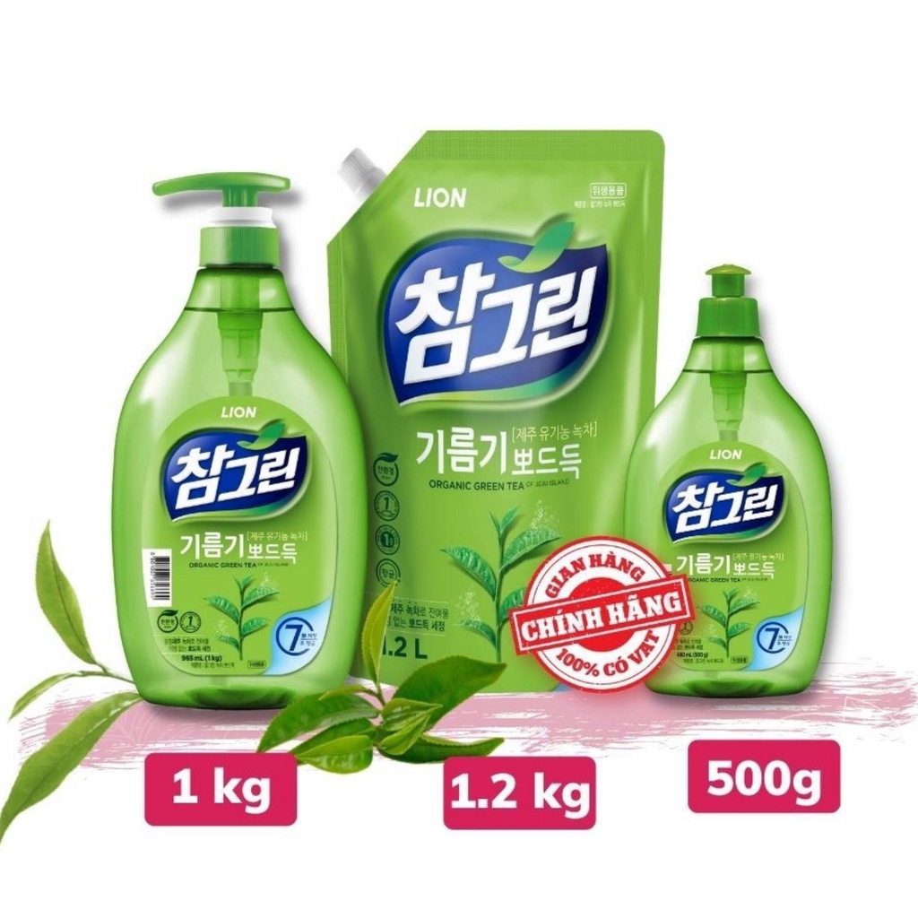 Nước Rửa Chén Bát Chiết Xuất Trà Xanh Lion Hàn Quốc Nhập Khẩu Chính Hãng 500g - 1kg - 1.2L