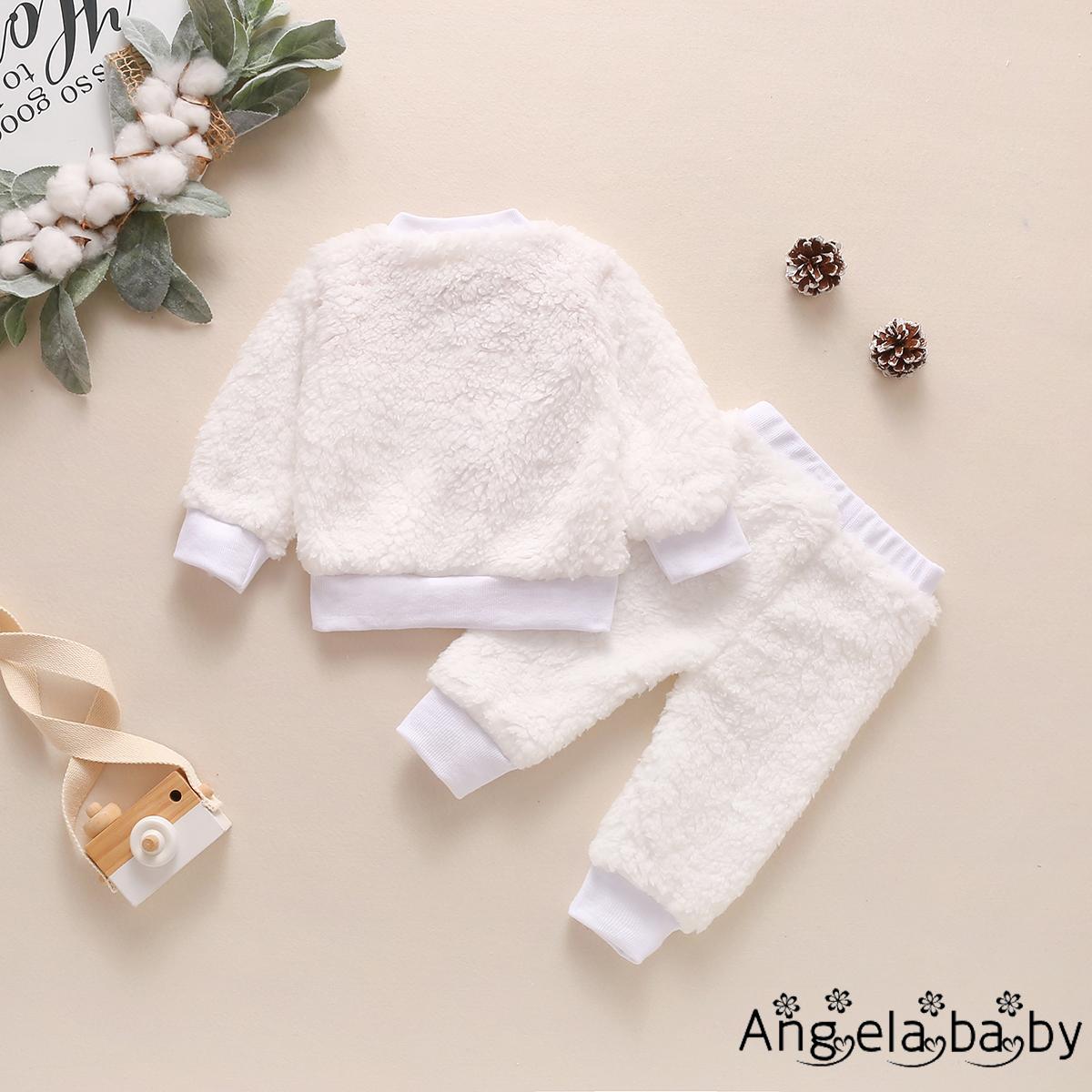 Bộ áo tay dài cổ tròn phối hoạ tiết hình cáo + quần dài hình thời trang giữ ấm cho trẻ em 0-18 tháng