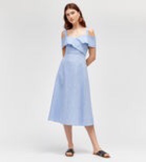 Đầm linen vai bẹt
