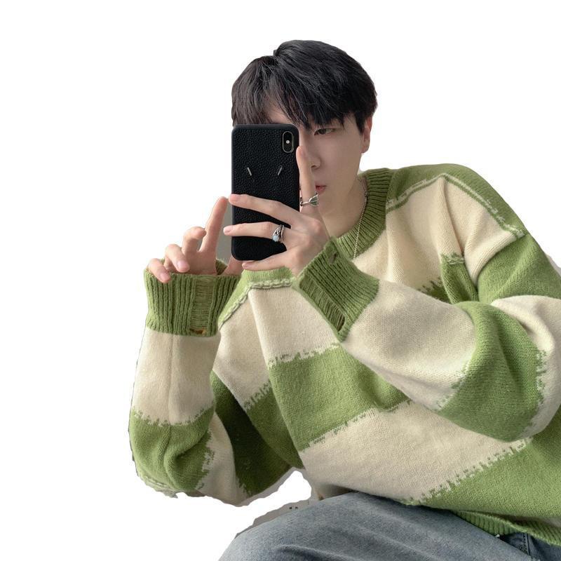 Áo Khoác Len Cao Cấp Họa Tiết Kẻ Sọc Thời Trang Thu Đông Dành Cho Nam