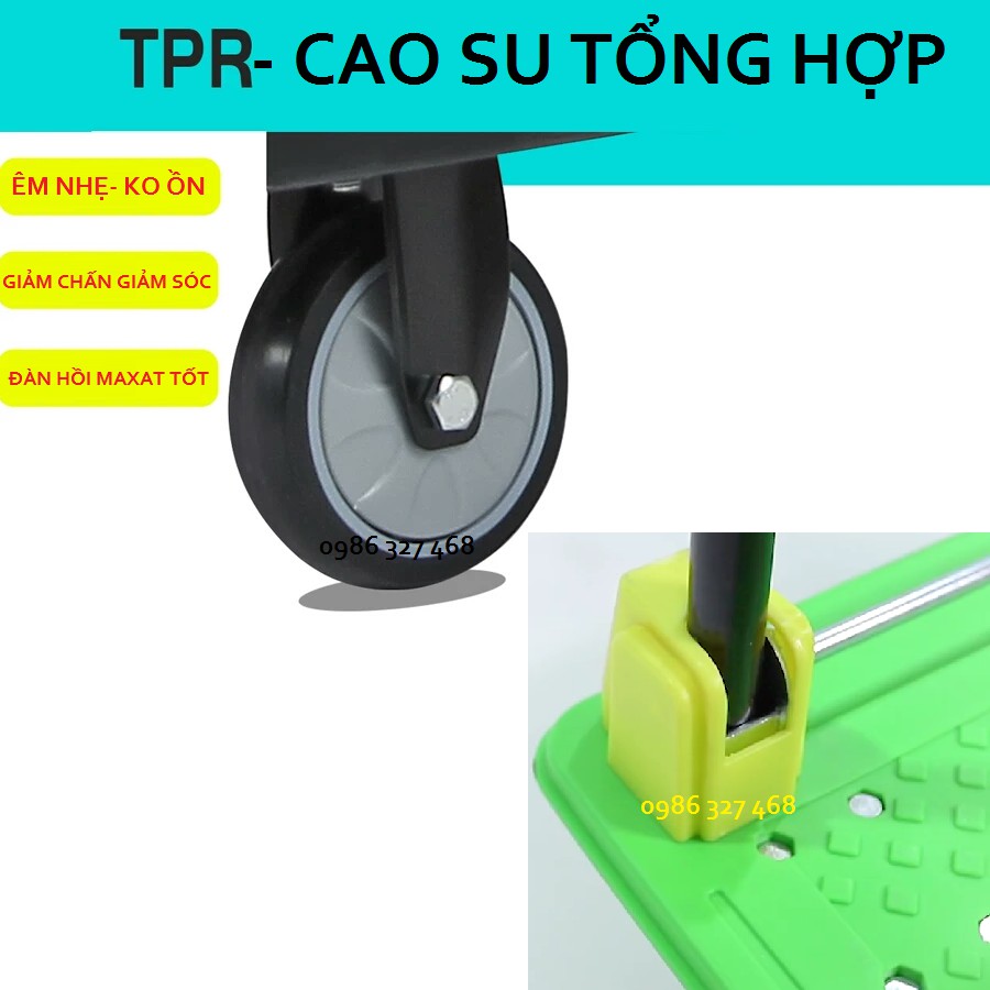 [FreeShip- Bánh ÊM Tốt Nhất] Xe Kéo Hàng, Xe Đẩy Hàng 4 Bánh Maxkiwi PT0089 new- Bánh Xe Chống Ồn, Tay Đẩy Gấp Gọn