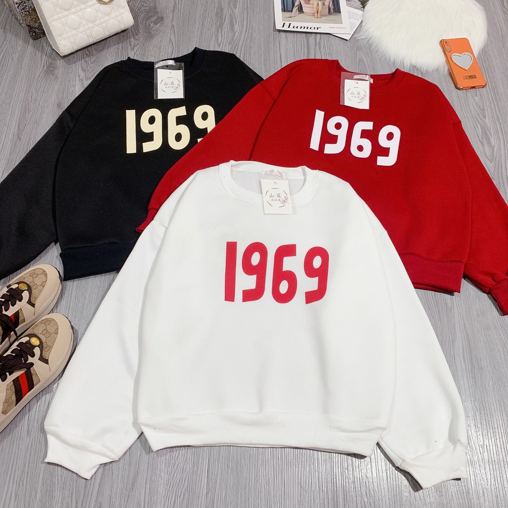 Áo Sweater Nỉ Cottong 19 69 tay bồng HARI