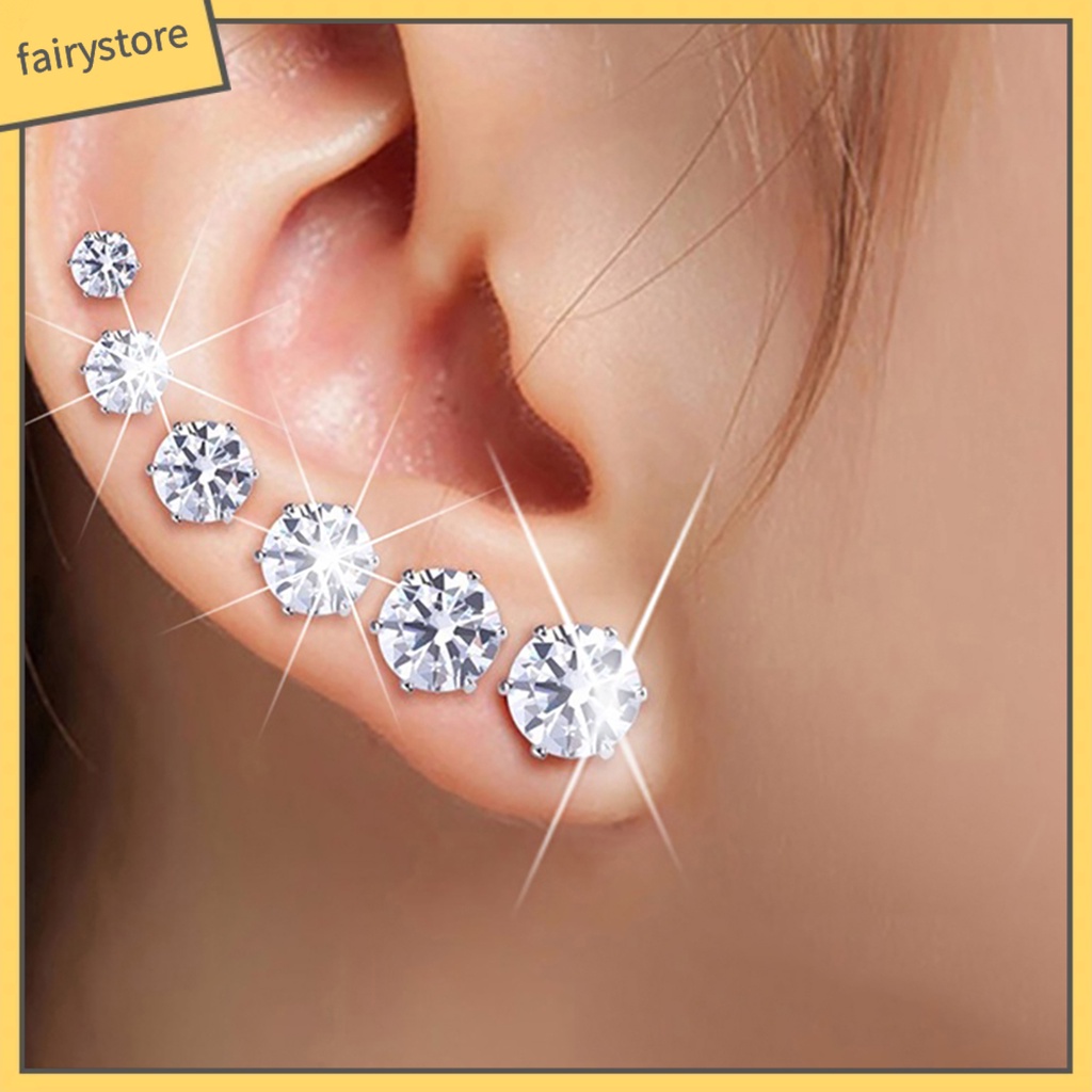 Set 12 đôi bông tai đính đá cubic zirconia