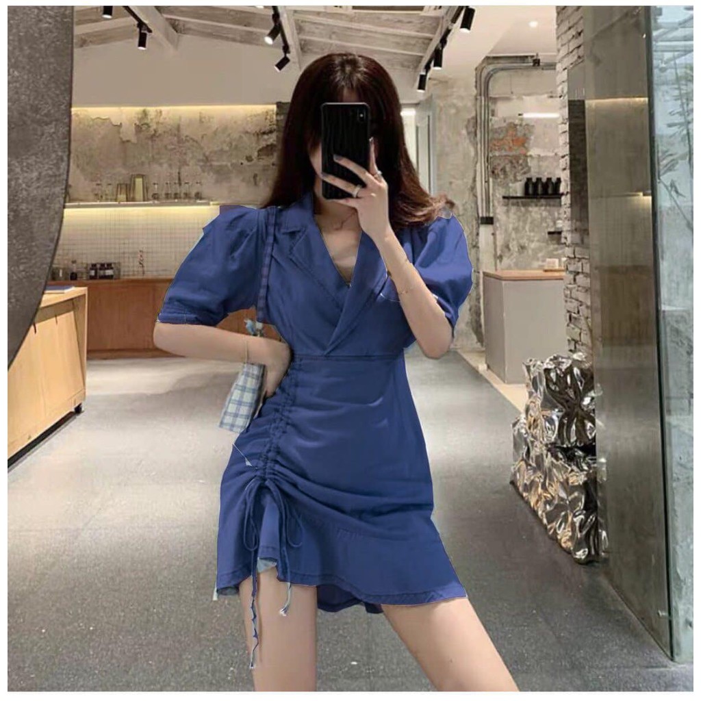 ☘️☘️☘️ ĐẦM JEAN CỔ VEST RÚT SƯỜN 🌟 HÀNG NHẬP 🌟Ꮯɦấȶ Ꮮɨệʊ: jean