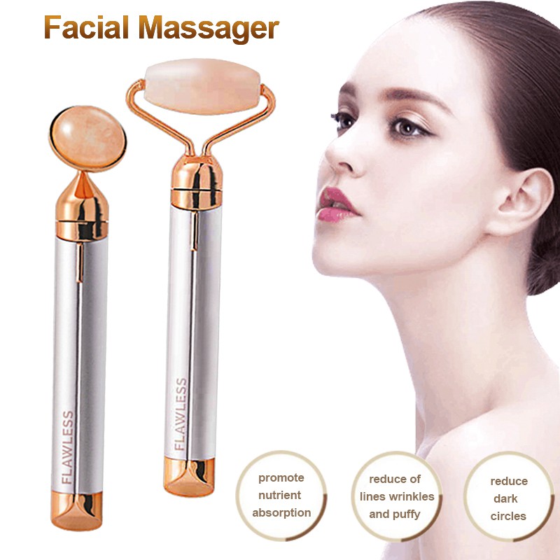 [Hàng mới về] Máy mát xa và lăn mặt dạng rung cảm ứng từ thạch anh hồng mang lại làn da không tỳ vết