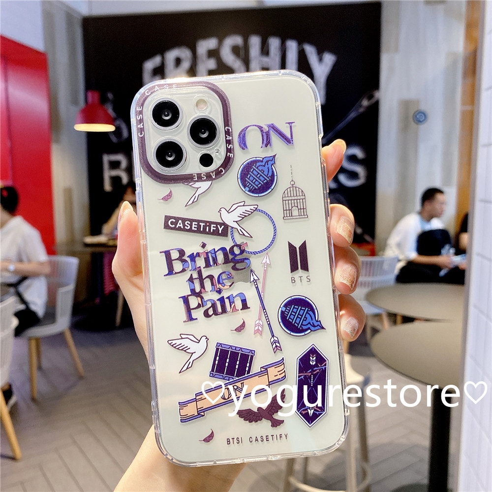 Fashion Style BTS Label Personality Transparent Protection Soft Phone Case Cover for Iphone 12 Mini 12 Pro Max 11 Pro Max X Xs Xr Xsmax 8 7 6 6S Plus Se 2020