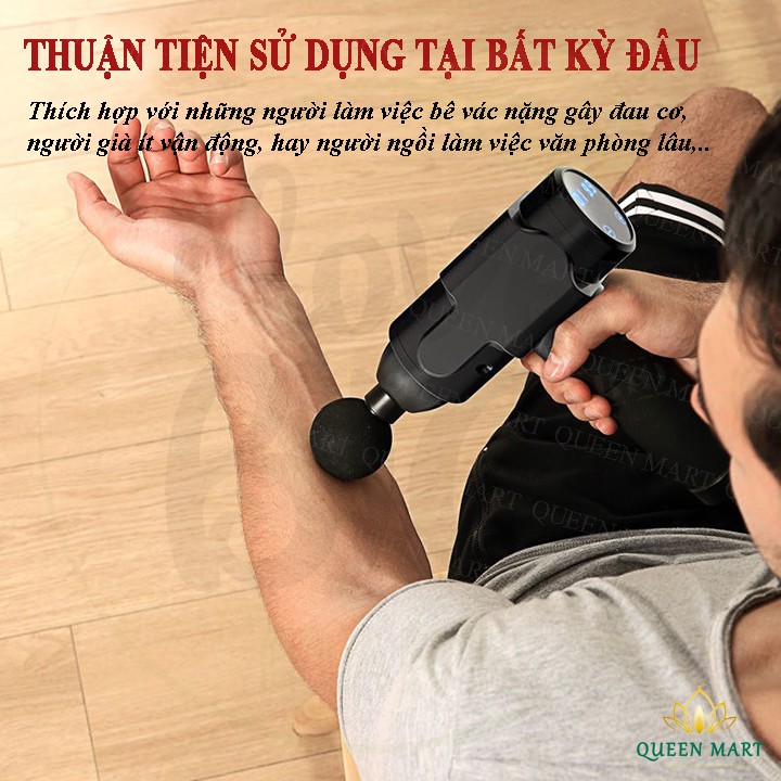 MÁY MASSAGE CẦM TAY 6 ĐẦU – MÁY MASSAGE RUNG 6 CẤP ĐỘ – MASSAGE GUN – Q008