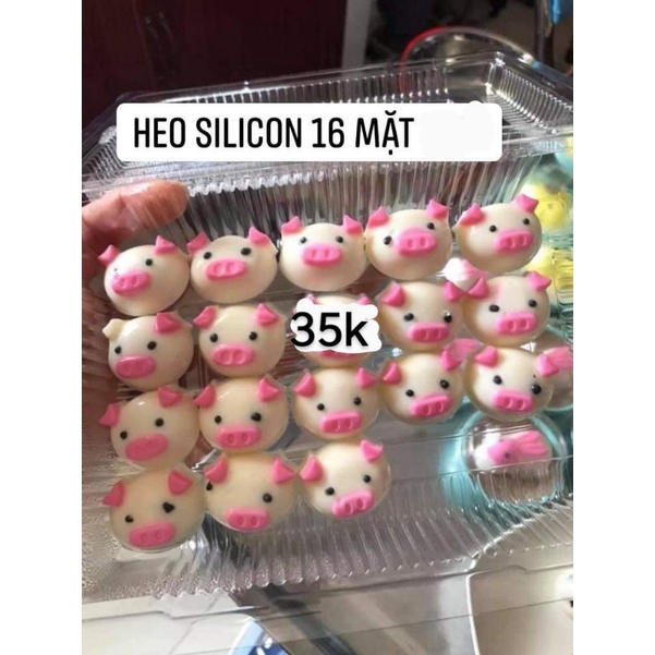 Khuôn silicon 16 mặt heo