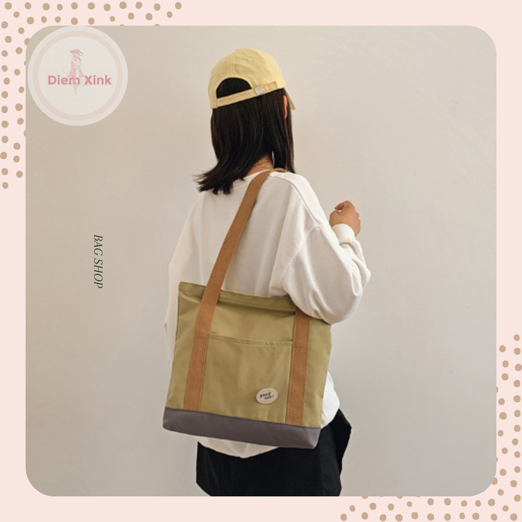 Túi Đeo Vai Vải Canvas Cỡ Lớn Phong Cách Ulzzang Năng Động Dành Cho Học Sinh Sinh Viên- Diễm Store- T97-13