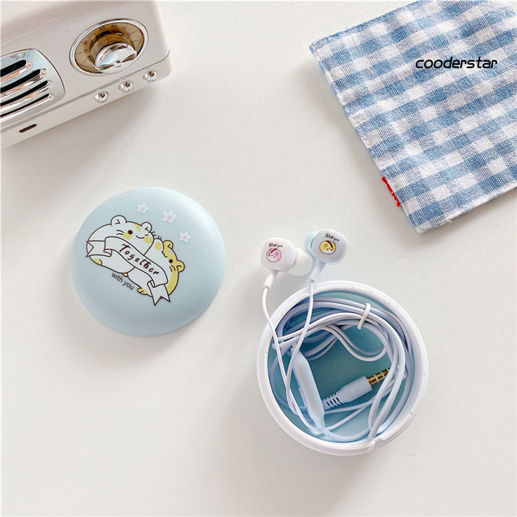 Tai nghe nhét tai có dây âm thanh nổi bass thông dụng với hộp đựng hoạ tiết hoạt hình